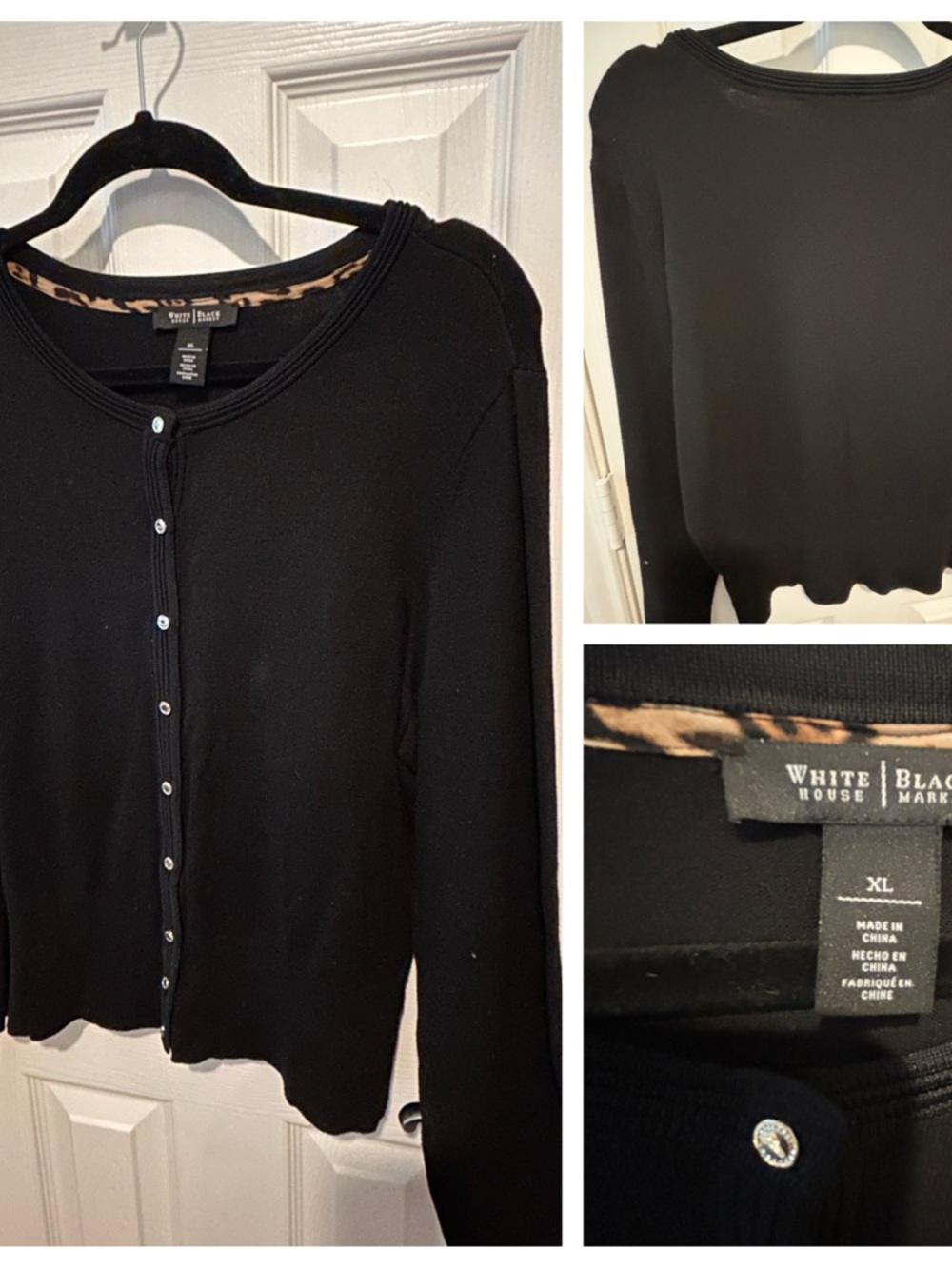 White House Black Market Black Button-Front Women's Cardigan